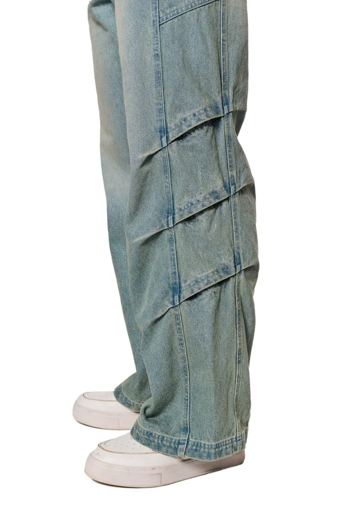 Gills Washed Denim Pants Blue