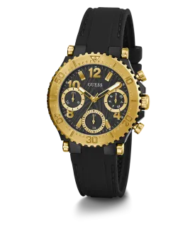 GUESS Ladies Black Gold Tone Multi-function Watch