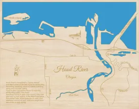 Hood River, Oregon - Laser Cut Wood Map