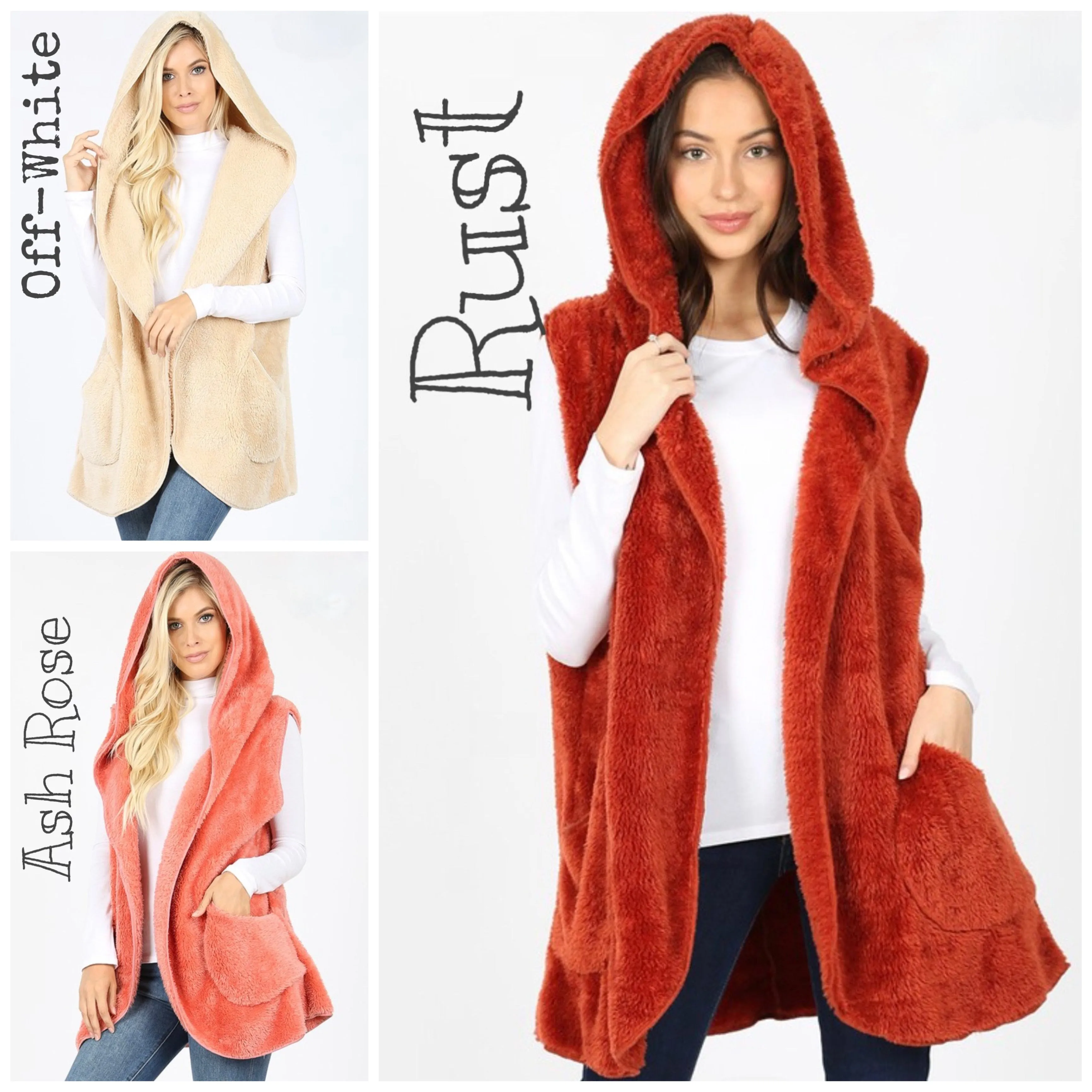 Hooded Plush Sherpa Cardigans