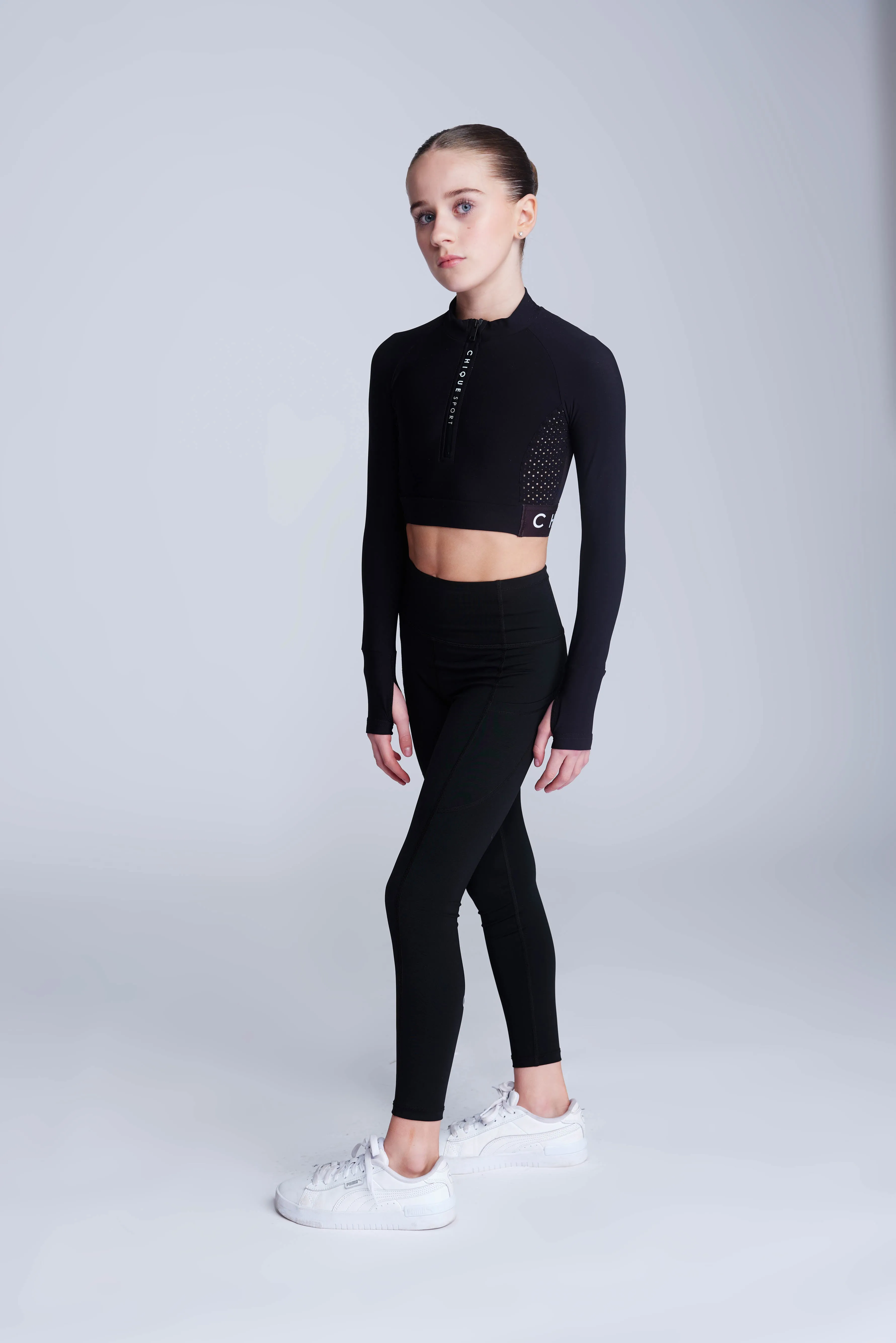 Ignite Long-Sleeve Crop in Black