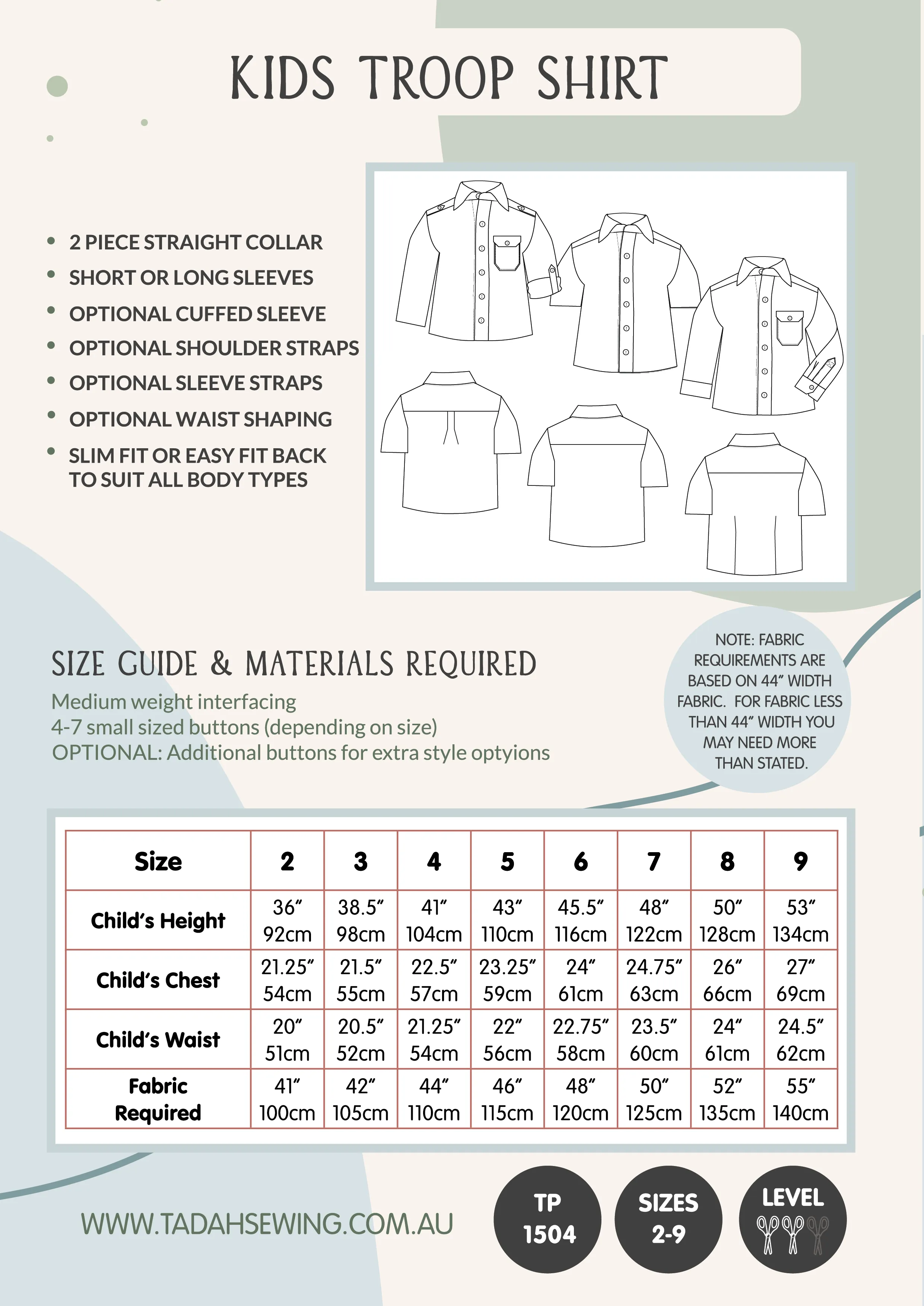 Kids Troop Shirt Sewing Pattern