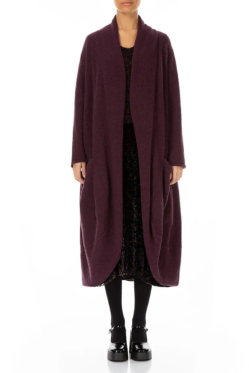 Long Open Mulberry Wool Cardigan