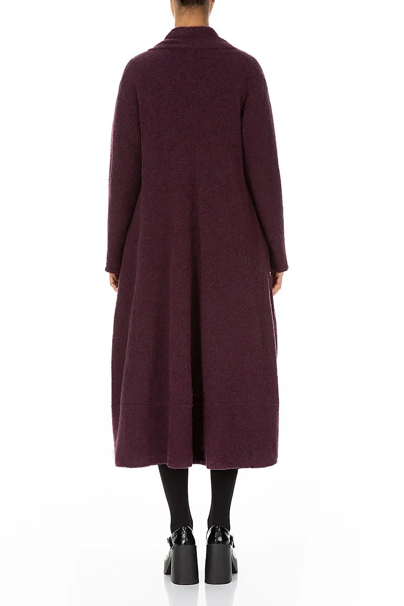 Long Open Mulberry Wool Cardigan