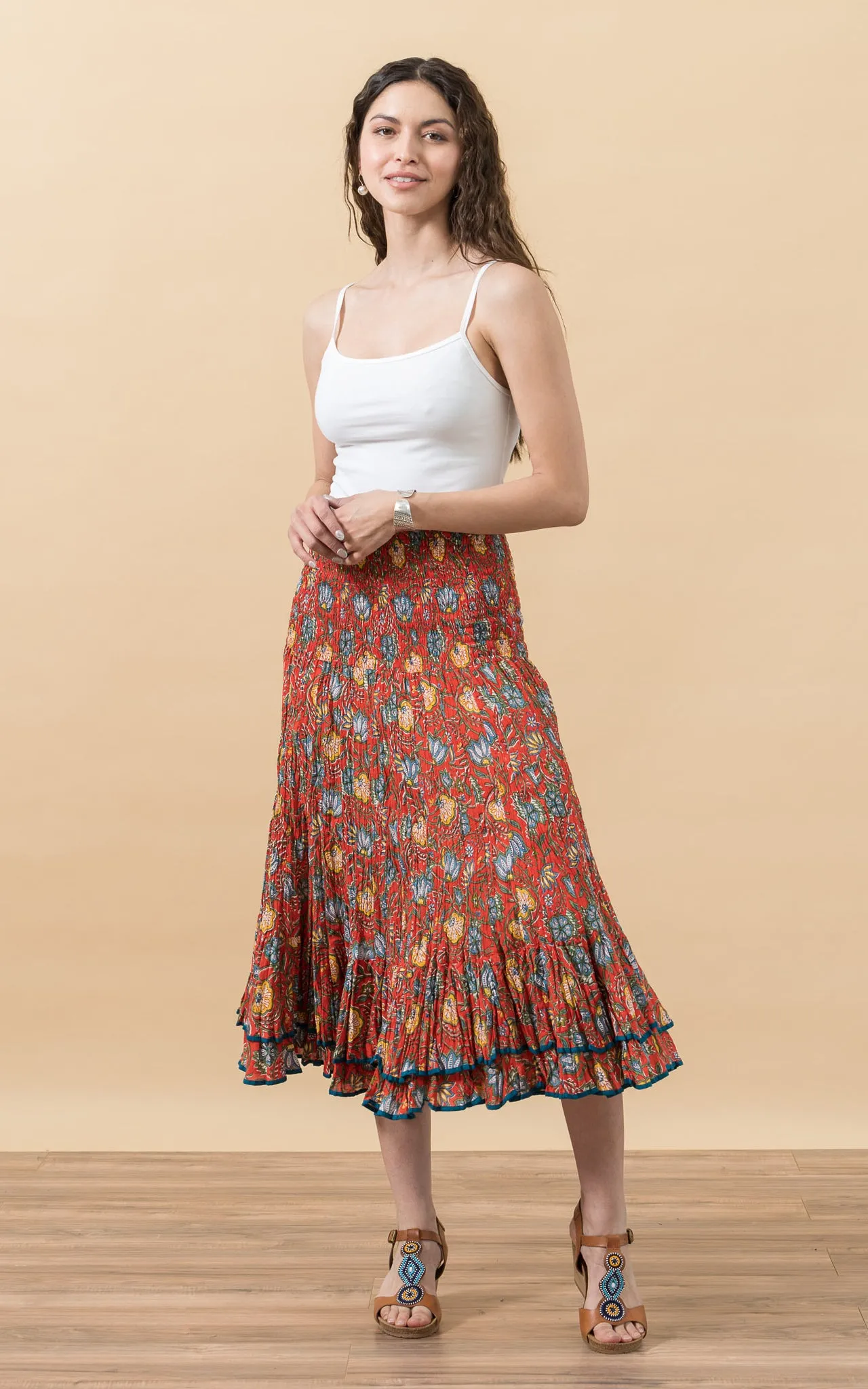 Macarena Skirt, Short, Orange Floral