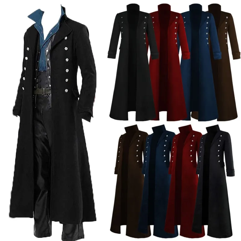 Mens Steampunk Tailcoat Costume Jacket Long Coat