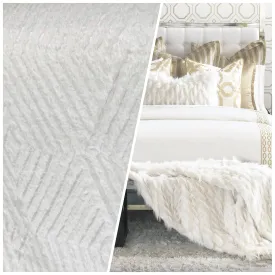 NEW Queen Daenerys Designer Furry Diamond Boucle Upholstery and Decorating Fabric in White