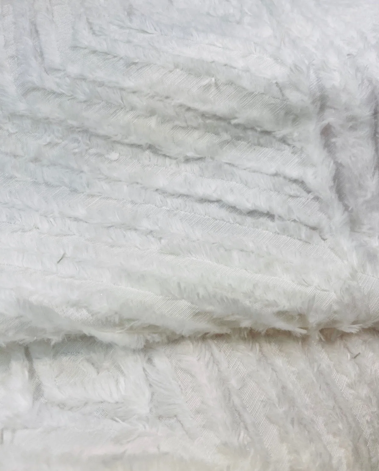 NEW Queen Daenerys Designer Furry Diamond Boucle Upholstery and Decorating Fabric in White