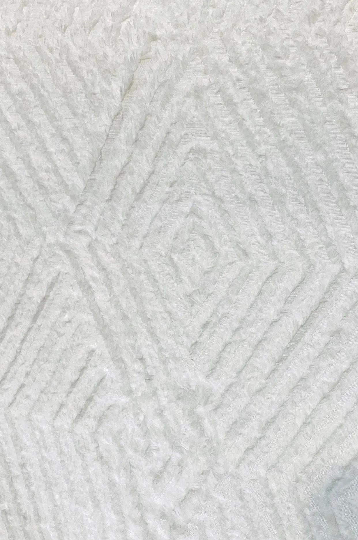 NEW Queen Daenerys Designer Furry Diamond Boucle Upholstery and Decorating Fabric in White