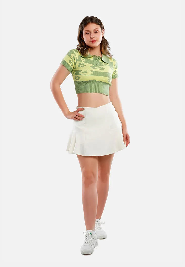 Panelled Flared Mini Skirt