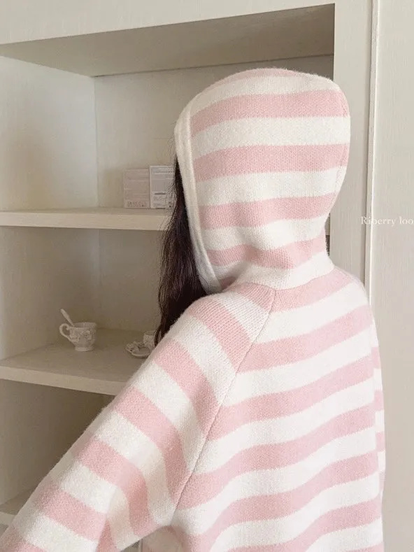 Pastel Cloud Knitting Hoodie Cardigan