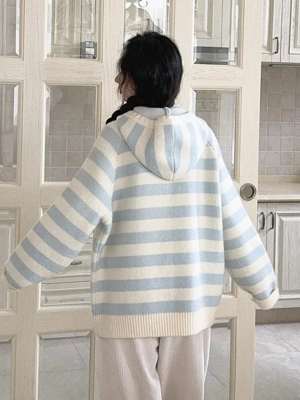 Pastel Cloud Knitting Hoodie Cardigan