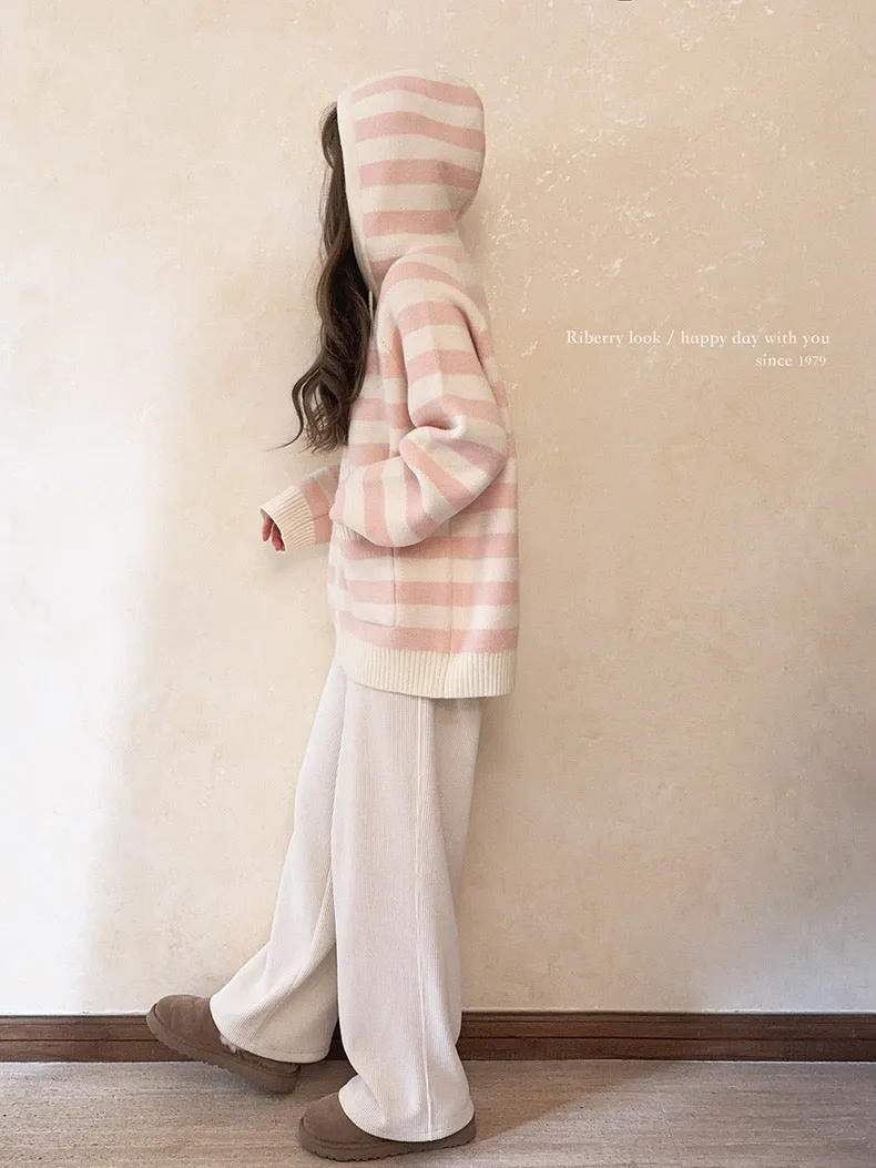 Pastel Cloud Knitting Hoodie Cardigan