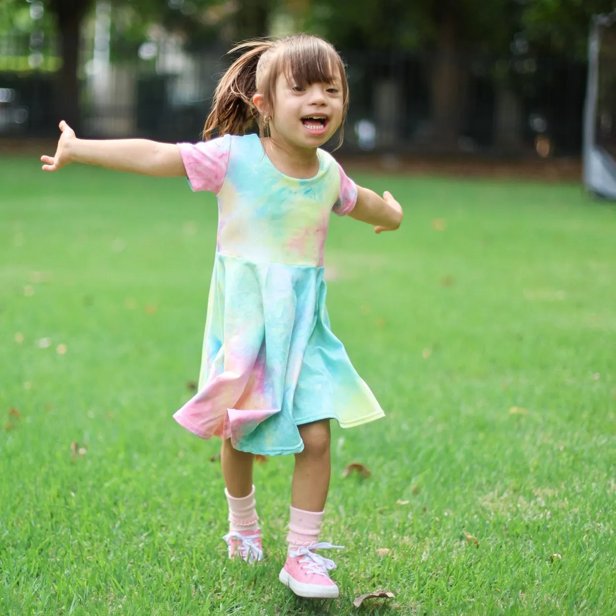 Pastel Tie-Dye Twirl Dress