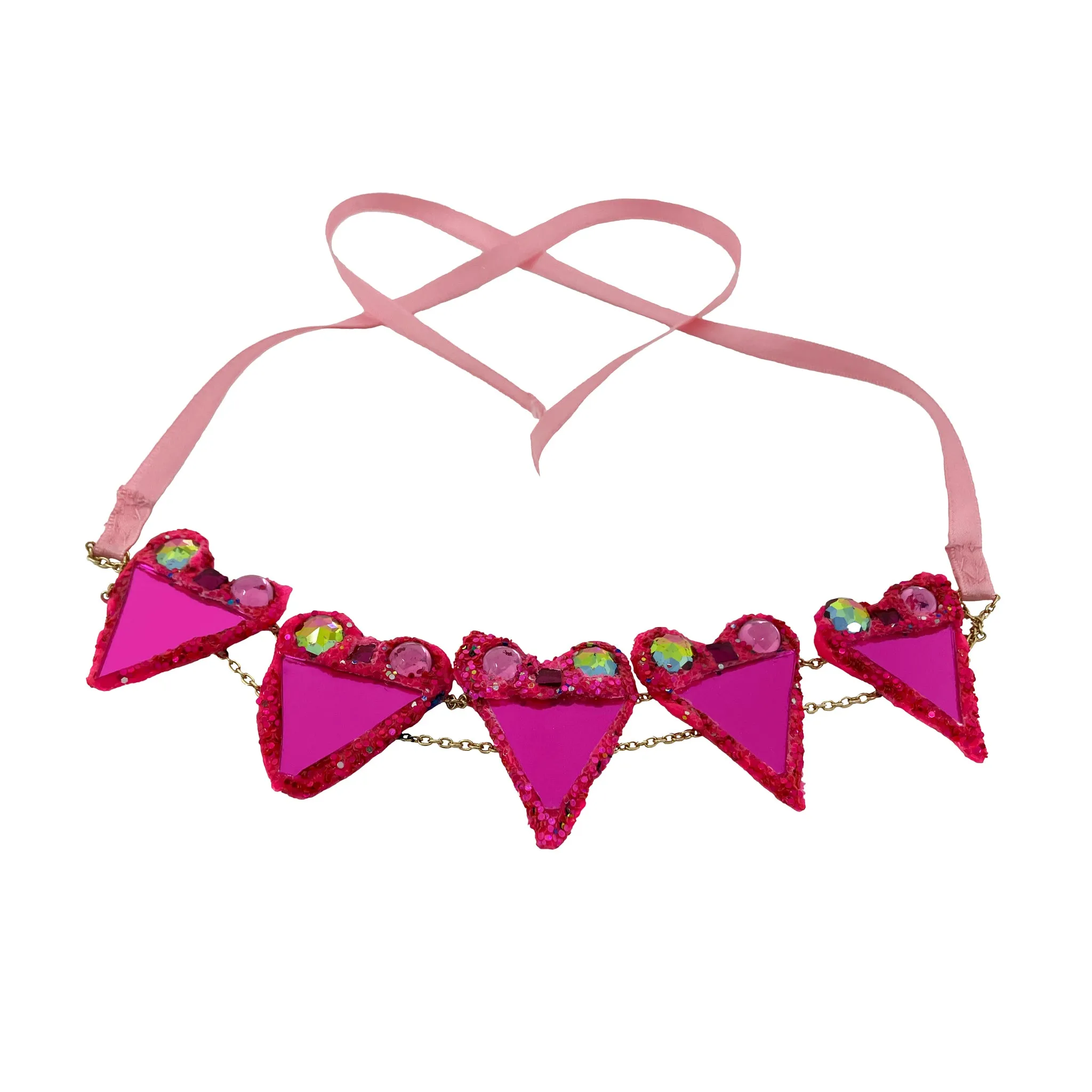 PINK HEART CHOKER NECKLACE