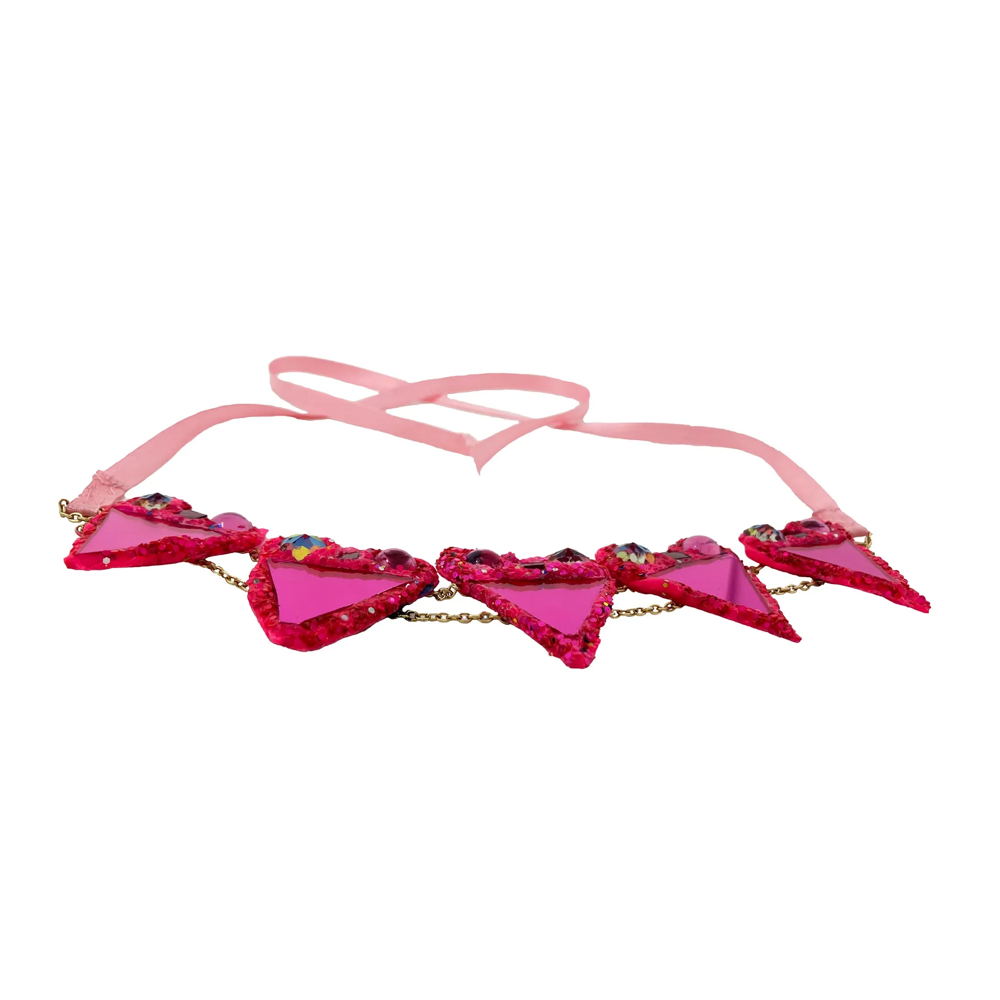 PINK HEART CHOKER NECKLACE