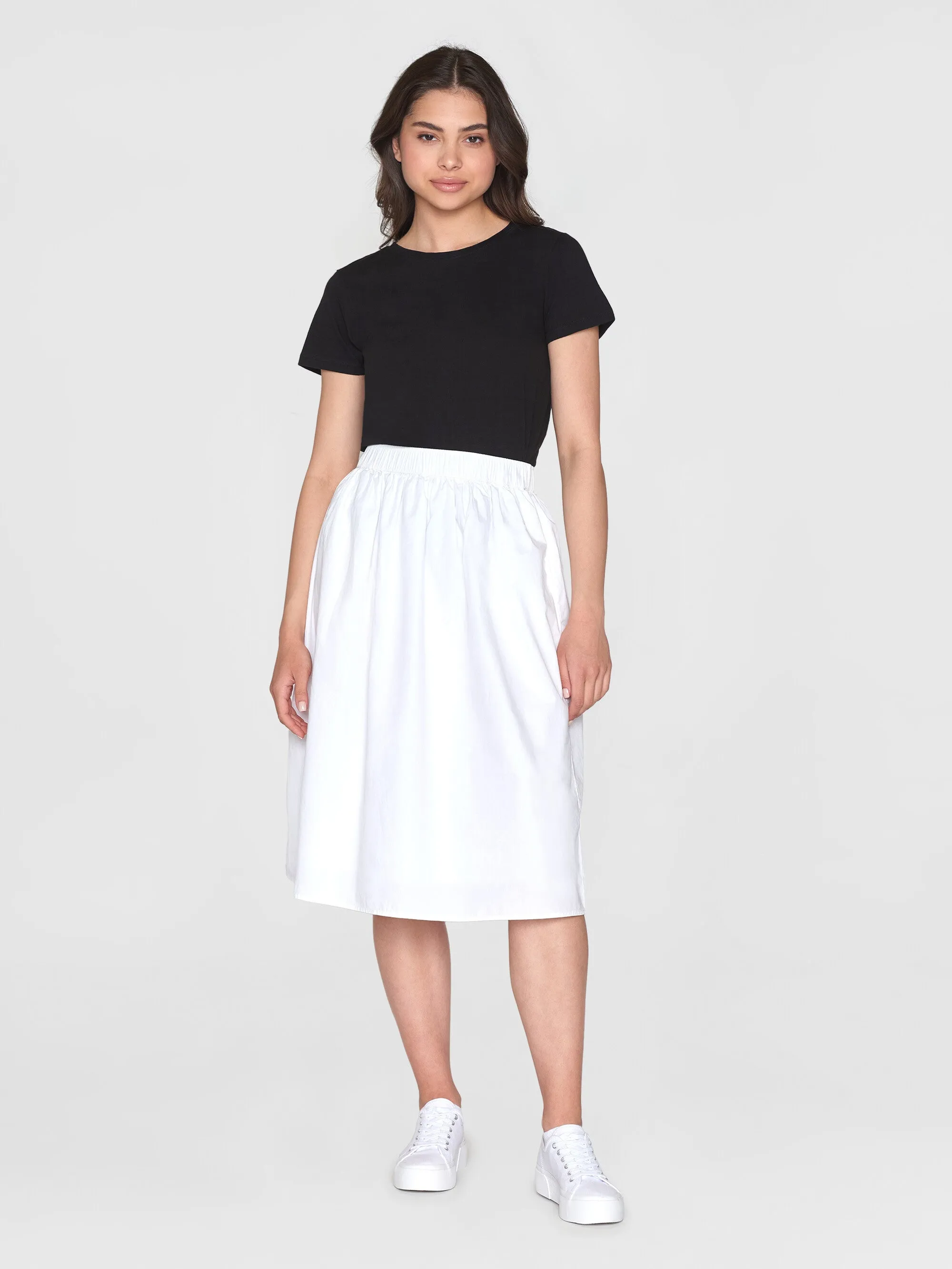 Poplin elastic waist skirt - Bright White