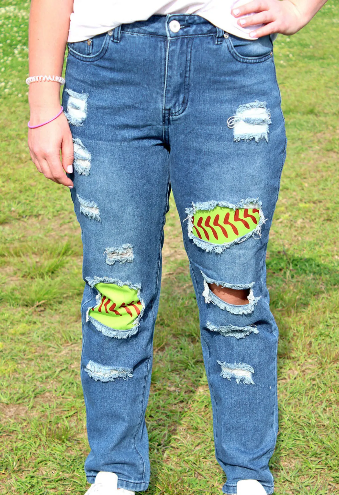 Ripped Softball Game Day Jeans