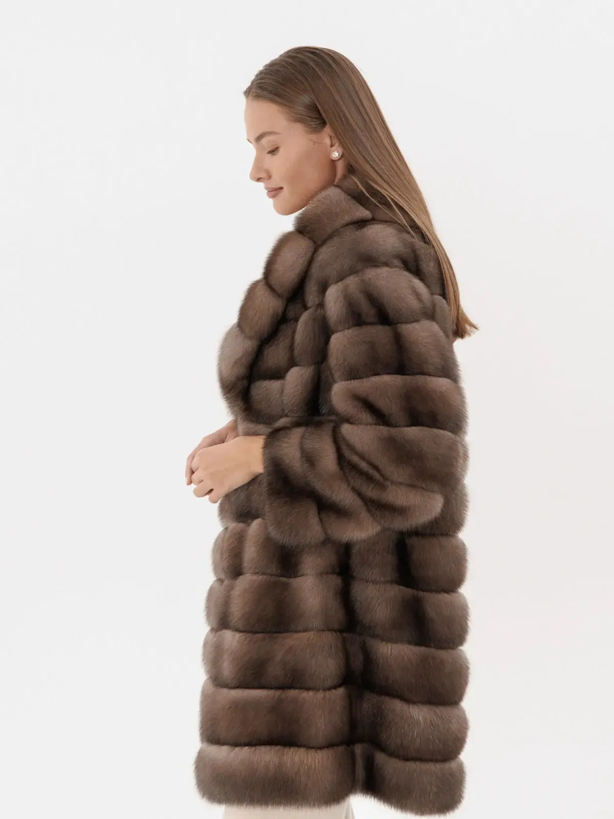 Sable fur coat with shawl collar