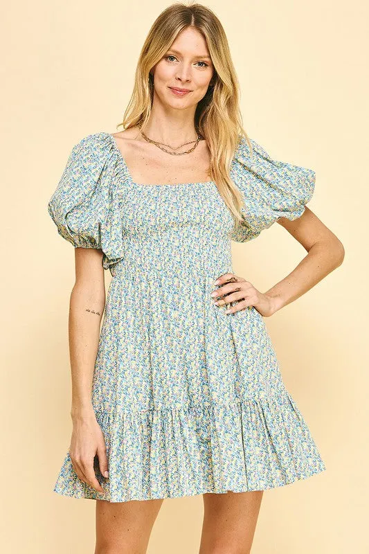 Smocked Puff Mini Dress