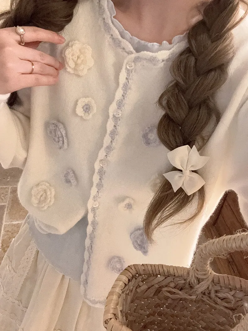 Snow White’s Floral Knitted Cardigan