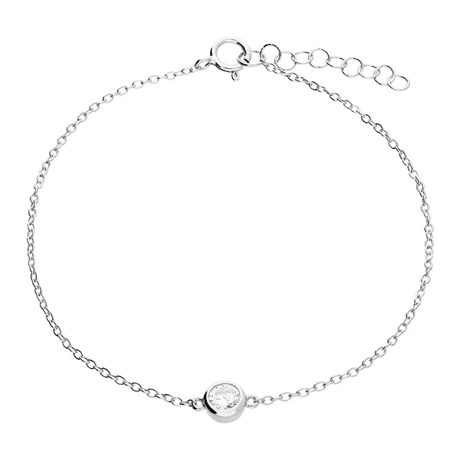 Sterling Silver Single Crystal Bracelet