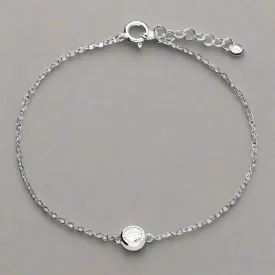 Sterling Silver Single Crystal Bracelet