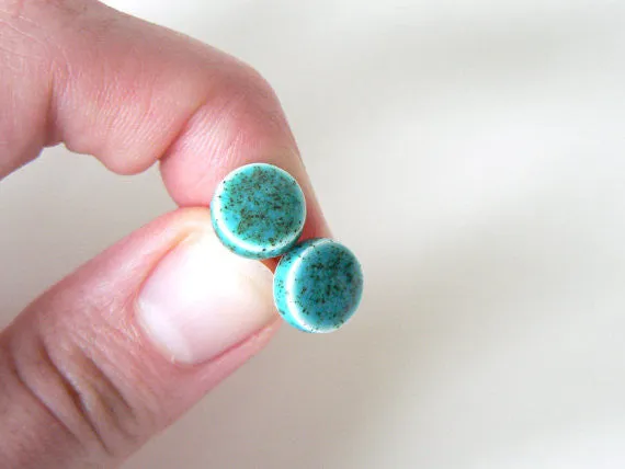 Stud earrings - Speckled turquoise