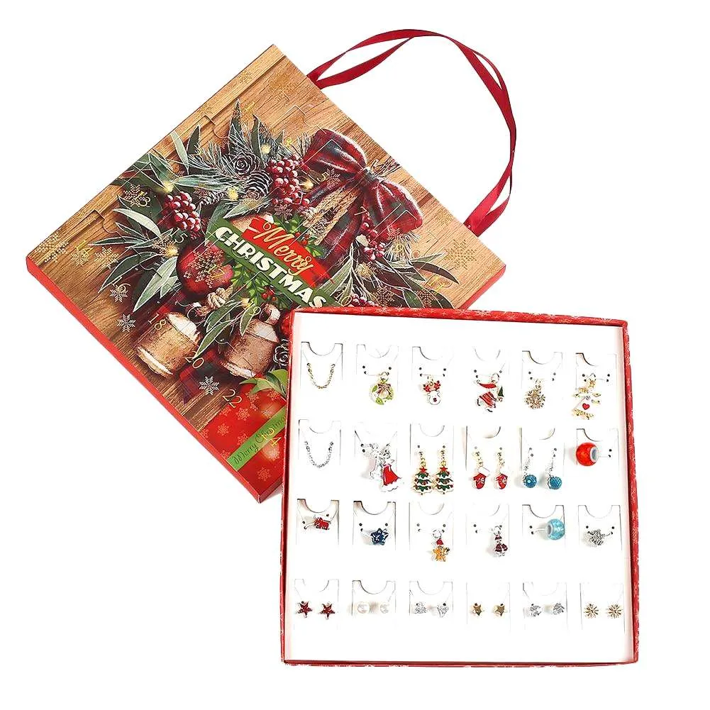 Teens Advent Calendar Jewelry Set for Girls Christmas Calendar Necklace Earrings