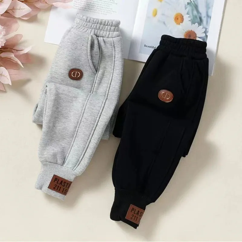 Unisex Autumn Winter Kids Teenage Sweatpant For Children Casual School Sport Pants Fleece Trousers Loose Jogger Pant Boy Clothes