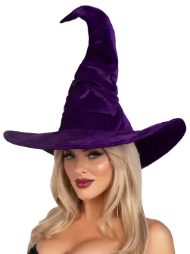 Velvet Ruched Witch Hat in Purple