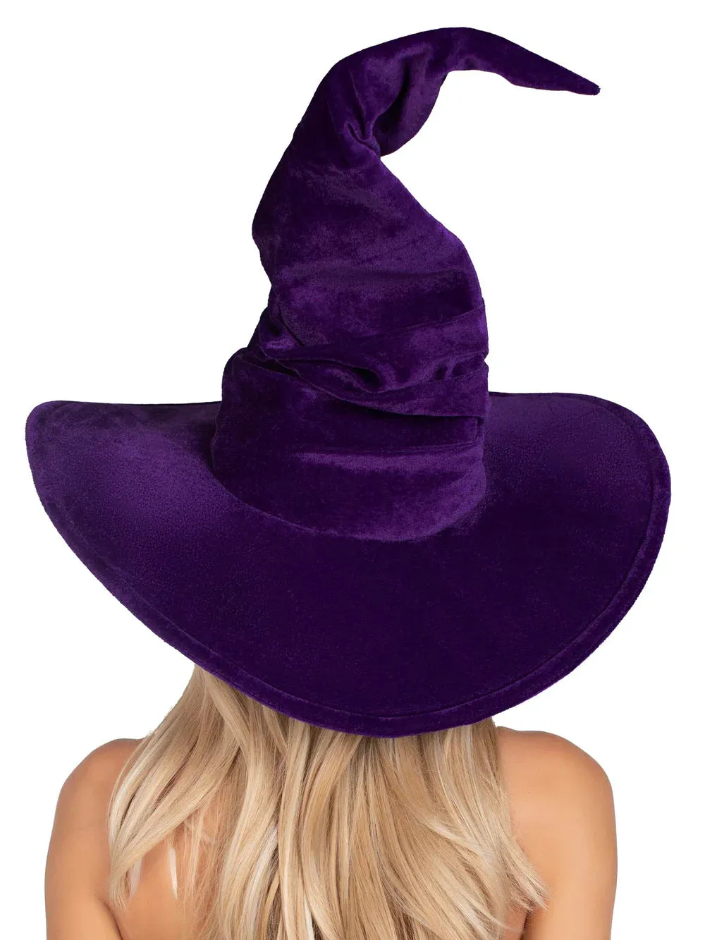 Velvet Ruched Witch Hat in Purple